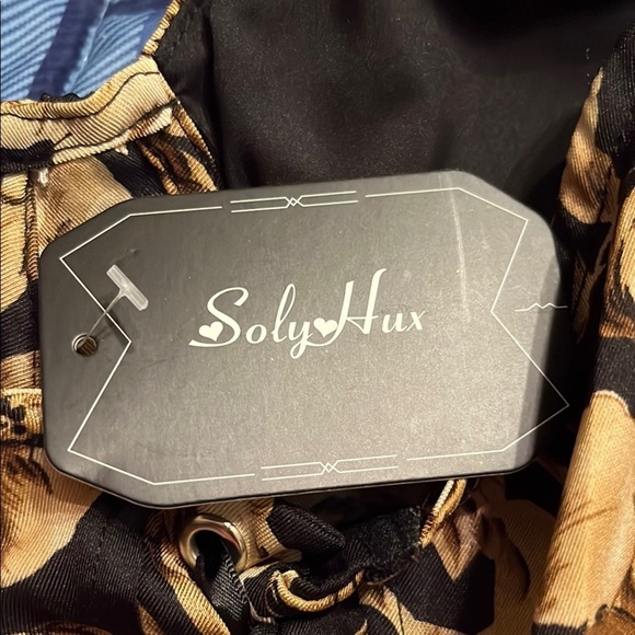 NWT Black and Tan Floral Sleeveless Bustier Large - Picture 7 of 8